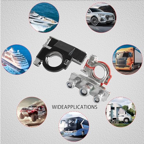 2 Stück Batterieklemmen 3-fach Steckverbinder, Batterie Polklemmen Terminal Clamp Klemmen 12V PKW Batterieklemme Positiv Negativ für Auto Van Wohnwagen Boot