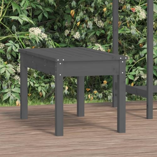 QZZCED Banco de Jardín de Madera Maciza de Pino Gris 80x44x45 cm, Diseño de Listones Clásico para Exteriores, Terraza, Patio o Balcón, Estructura Robusta y Estilo Rústico, Incluye