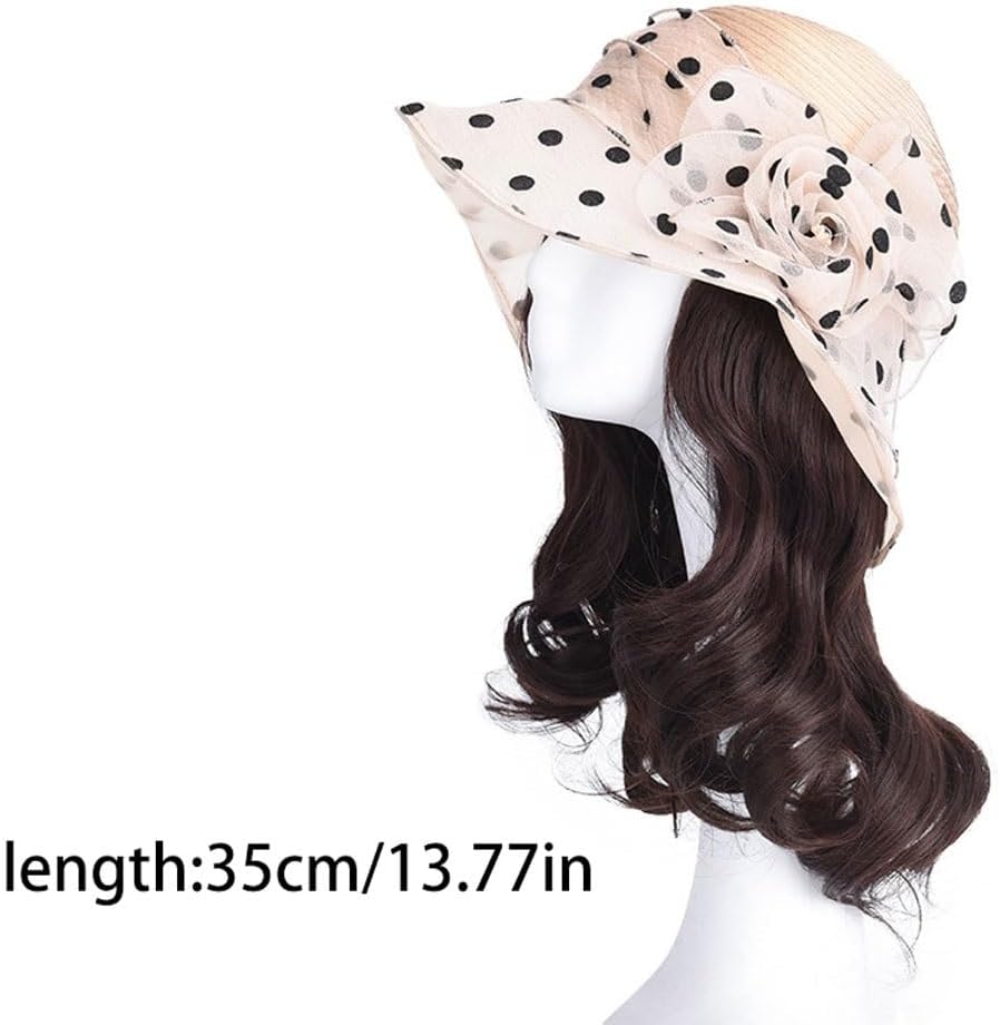 EARSHOT Wig Cap Women's Wig, Wavy Wig Cap, 13 Inch Wig, Natural Look Synthetic Heat Resistant Fiber Wig, Suitable for Everyday Party Use Headband Wig Human Hair (Color : 01)