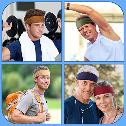 Image of 9 pcs Sweatbands for Men Workout Sport Headbands for Men Camo Headband Sweat Absorbing Headband Wide Sweatband for Head Basketball Football Cycling Running Yoga, 4.7 x 9.8 Inch
