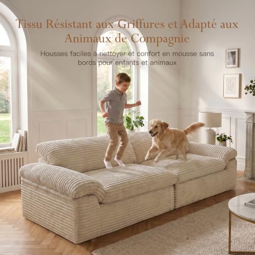 Canapé 3 places 260cm velours côtelé beige Cocoon Lounge Vesgantti