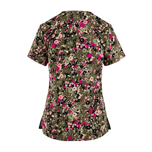 OIOLOYJM Printed Scrub Tops Women Short Sleeve V Neck Plus Size Scrubs for Womens Nursing Uniforms Shirts with Pockets