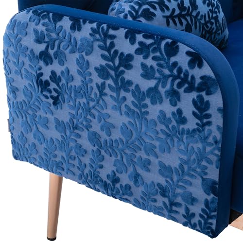 neolun Modern Velvet Loveseat Sofa, Comfy Upholstered 2-Seater with Gold Metal Legs, Small Living Spaces, Navy Velvet