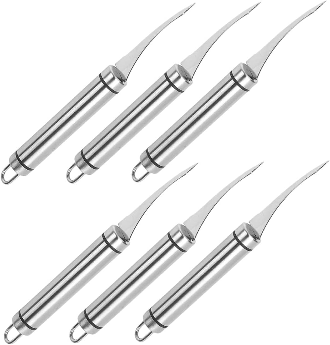 6pcs Stainless Steel Shrimp Deveiner Knife and Prawn Peeler Tool Set with Crab Cleaning Knife for Seafood Shell Removal and Fish Meat Extraction in Kitchen
