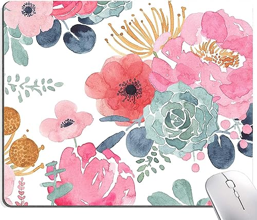 Image of Premium-Textured Mouse Pad, Non-Slip Rubber Base Mousepad for Laptop, Computer & PC, 9.5x7.9 in - Enhanced Precision, Ergonomic Comfort, Ideal for Gaming & Office (Pink Flower)