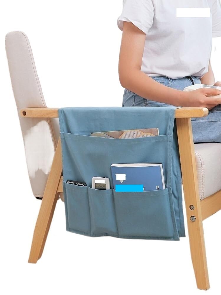 Filcowa torba do przechowywania przy łóżku z kiesz Fotel Caddy z 5 kieszeniami na czasopisma, telefon, uchwyt na pilota, antypoślizgowe pokrowce, organizer, kieszenie na łóżko(Light Grey)