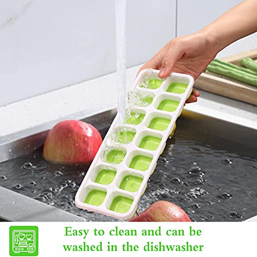 Ice Cube Trays 3 Pack, Silicone Ice Tray with Lid 14-Ice Cube Trays Super Easy Release Ice Cube Molds, Dishwasher Safe and Stackable Durable,for Cocktail/Freezer/Beverages - Thumbnail 4