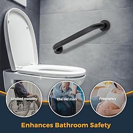 Grab Bars for Shower, 2 Pack 12-Inch Anti Slip Shower Handles for Elderly, Safety Shower Grab Bar, Stainless Steel Handicap Grab Bars for Bathroom (Black 1 Diameter)