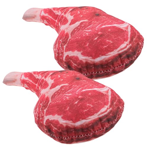 Artibetter 2 Stück Realistisches Steak Kauspielzeug für Hunde mit Quietscher Robustes Material aus Oxfordstoff und Pp Baumwolle zum Zahnen für Welpen