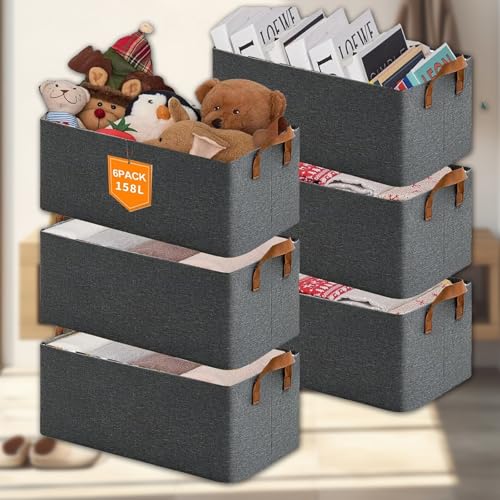 Image of CoolLeaf SB-G6 Wardrobe Organizer for Clothes with Metal Frame, Extra Large Clothes Organiser for Wardrobe, Durable 600D Oxford Fabric Cupboard Organizer for Clothes Pants Shirts Saree(27Ltr*6, Grey)
