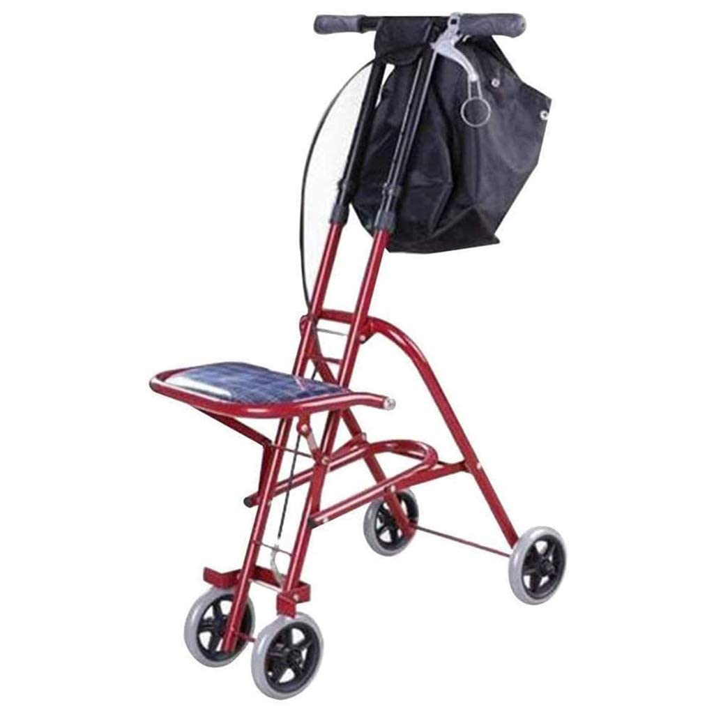 WDWDW Rollator Walker,Adjustable Handle Height Folding Walker,Light Weight Steel Walker with Bag,Walking Stabilizer with Four Wheels,220 lb. Weight Capacity