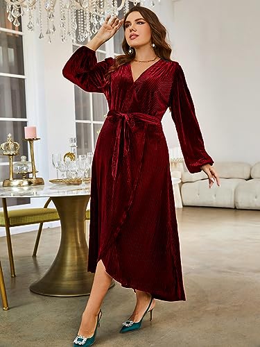 Image of BerryGo Women's Velvet V Neck Wrap Semi Formal Dress Cocktail Party Maxi Dress for Wedding Guest