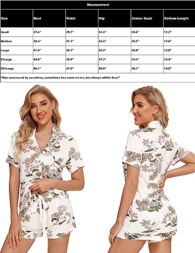 Image of Pjmlifecoco Women's Modal Pajama Set Short Sleeve Button Down Two Piece Soft Sleepwear with Shorts Loungewear S-XXL