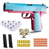 SZJYMY Pistola Giocattolo a Proiettile Morbido, Blaster, Onda d'urto, Pistola semiautomatica a trazione Automatica, Adatta per Bambini e Bambine di 3 4 5 6 7 8 Anni
