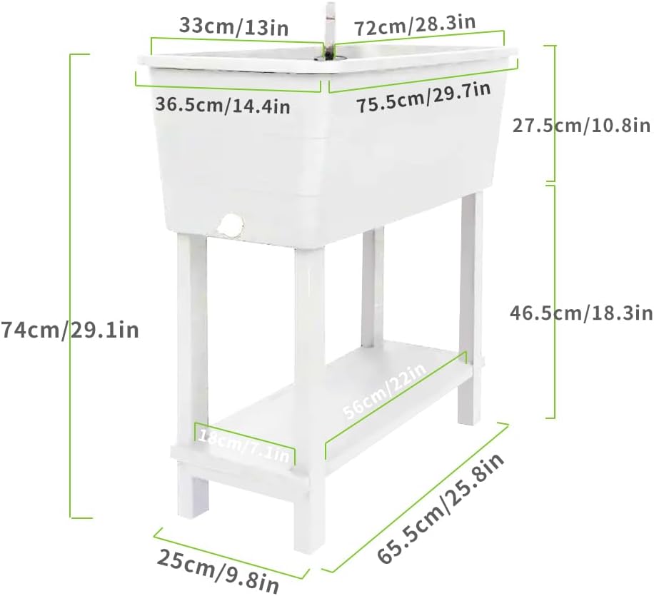 3 Pcs Self Watering Elevated Raised Garden Bed, Large Outdoor Plastic Planter Box Big Flower Plant Pot for Planting Flowers Vegetables and Herbs (3, White)