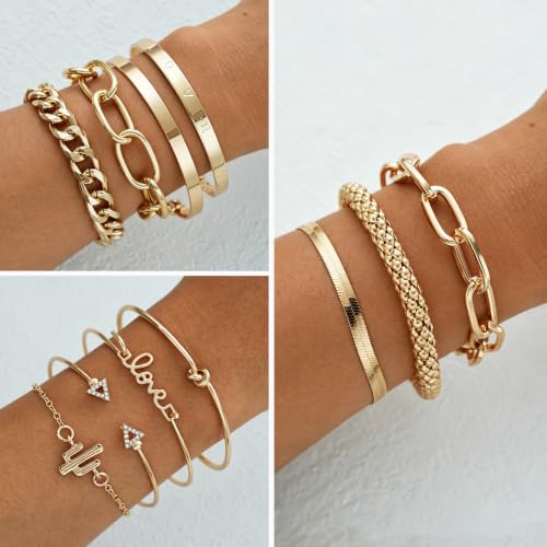 Image of 17 MILE 78 Pieces Gold Jewelry Set for Women, 9 Necklace, 24 Bangle Bracelet, 22 Earrings, 23 Knuckle Rings Gold Plated Jewerly set for Women Gift