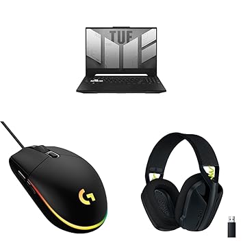 ASUS TUF Gaming Laptop (Intel i7 12th Gen/8GB RAM & 1TB SSD Storage/3070 Graphics)+Logitech G G102Wired Gaming Mouse+Logitech G435 Gaming Bluetooth Wireless Over Ear Headphones with Mic - Black