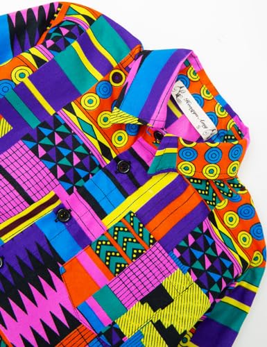 Little Boys African Print Shirt Kente Children's Shirt Ankara Short Sleeved Shirt3