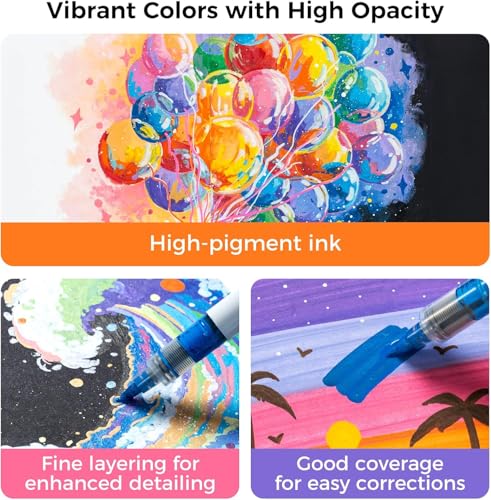 Image of Ohuhu Acrylic Paint Markers Brush Tip: 72 Colors Automatic Ink Control Acrylic Markers High Opacity Paint Pens Waterproof Lightfast for Rock Painting 3D Prints Easter Eggs Wood DIY Crafts- Nahuku