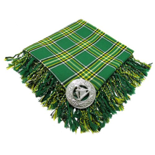 Tartanista Mens Irish Tartan Kilt Fly Plaid with Thistle Brooch Irish