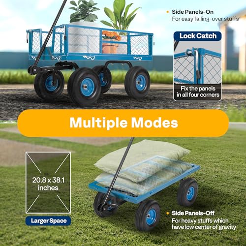 Image of VIVOHOME Heavy Duty 880 Lbs 4.5 Cu Ft Mesh Steel Garden Cart Utility Wagon