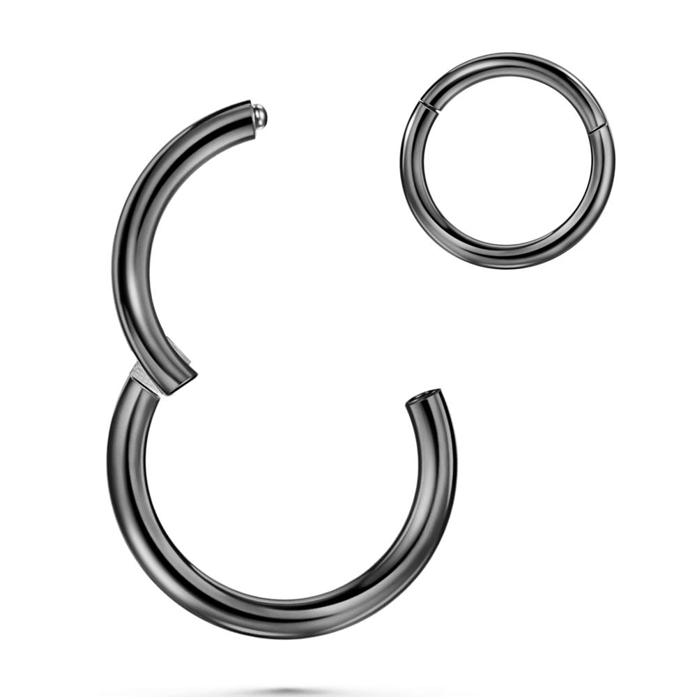 JOFUKIN 316L Surgical Steel Hinged Clicker Segment Septum, Lip Nose Hoop Ring, Helix Daith Cartilage Tragus Ring Body Piercing Jewelry Earring for Women Men — view 7
