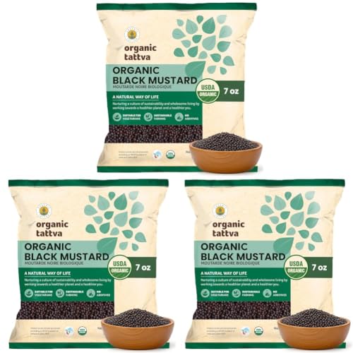 Image of Organic Tattva Black Mustard Seeds 100g | Quality Rai | Naturally Processed Farm-Fresh Whole Seeds | Aromatic Spice for Tempering & Indian Cooking (Pack of 3)