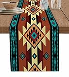 Southwestern Table Runner 72 Inches Long for Dining Table, Cotton Linen Coffee Table Runners Washable Dresser Scarf for Kitchen Party Farmhouse Ethnic Tribal Aztec Boho Native American 13x72in