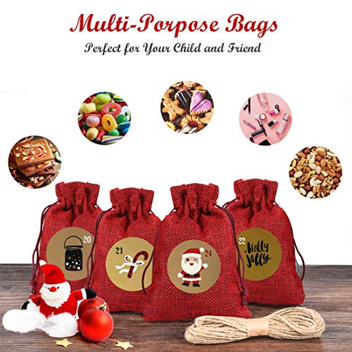 Adventskalenders, adventskalender tassen om te vullen met 24 adventskalender Sticker,Countdown to Christmas Fillers Jute… - Image 5