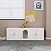 OPAHDN Litter Box Enclosure for 2 Cats, Modern Wooden Furniture with Double Room and Cat Door, White