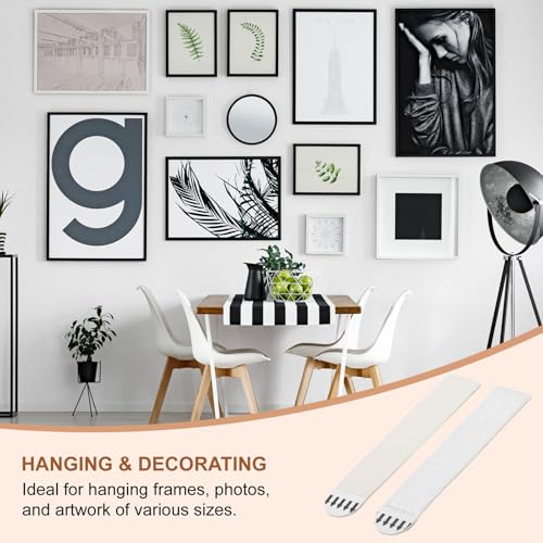 Image of PATIKIL 40-Pairs (80 Strips) Picture Hanging Strips, Heavy Duty Picture Hanging Strips Kit Removable Wall Hanging Strips Without Nails for Decorations, White 99 x 20mm