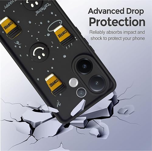 Image of SBMS Silicone Back Cover Case for Vivo V60 5G / Vivo T4 Pro 5G | Cute Fun 3D Cartoon, Coffee Design Silicone Case | Camera Protection Bump | Shockproof Case for Vivo V60 5G (Coffe Mug Black)