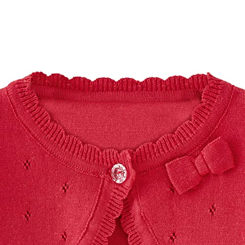 Baby Girls Cardigan Bolero Shrug Kids Knit Sweater Toddler Long Sleeve Dress Cover Up Button Closure Crochet Tops Clothes Red #TOP1