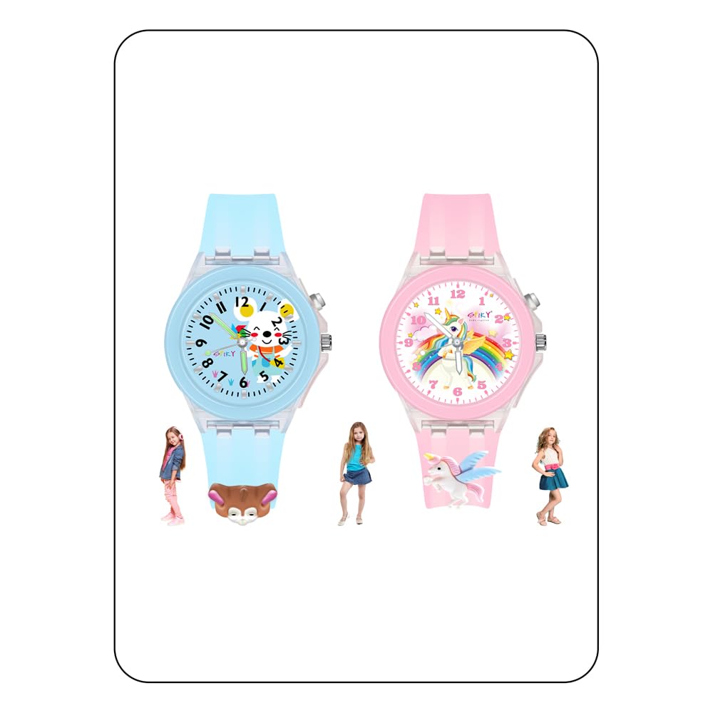SPIKY Analog Watch For Kids Combo (Blue & Pink) | 3D Cartoon | 7 Multicolor LED Luminous Lights With Silicone Strap | Unisex Best Birthday Gift | Analogue Wrist Watches For Girls & Boys | Age 3-10 Yrs (B0DFTWTH7S) Amazon Price History, Amazon Price Tracker