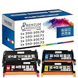  PREMIUM CARTOUCHE - Toner x4-593-10170 PF030 (Noir + Cyan + Magenta + Jaune) - Compatible pour Dell 3110cn 3115cdn 3115cn Dell 31