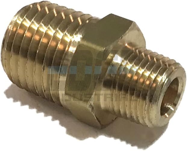 Brass REDUCING HEX Nipple 1/4 x 1/8 Male NPT MNPT Fuel / AIR/ Water / Oil/ Gas WOG (Qty 01)