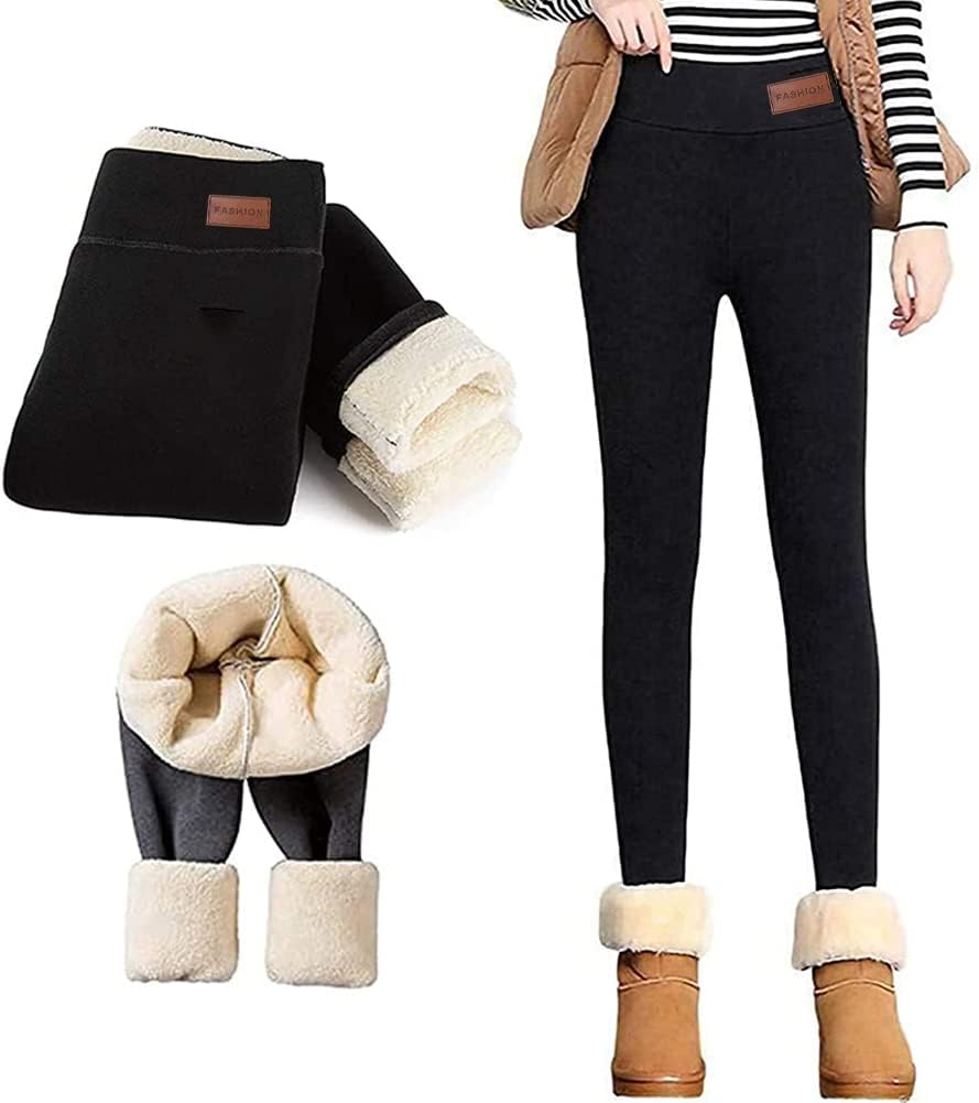 Super Thick Cashmere Leggings for Women - Fleece Lined Tights Women Plus Size Fleece Lined Leggings Butt Lift