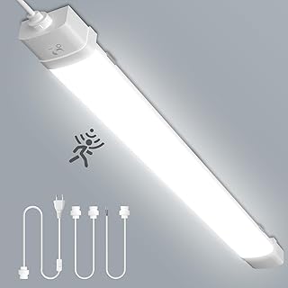 LED Feuchtraumleuchte 115CM mit Bewegungsmelder,Verknüpfbar Sensor Feuchtraumlampe mit Stecker,6500K Kaltweiß LED Röhre,40W 4000LM Kellerleuchte für Küche Büro Flur Balkon Treppe