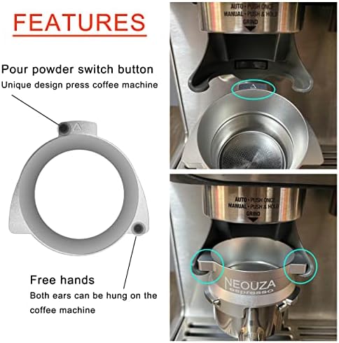 NEOUZA Coffee Dosing Funnel Smart Ring Hand Free 54mm Espresso Machine Aluminum Accessories for Sage Breville 8 Series Barista Portafilter