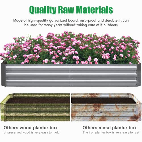 Galvanized Garden Bed Outdoor Raised Garden Bed For Vegetables Flowers And Herbs Planting Boxes Metal Planter Boxes Large Galvanized Steel Raised Bed Kit 6X3X1Ft Planter Raised Beds #TOP4