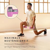 KG PHYSIO Neopren Hanteln Set - Inkl. Fitnessposter mit 32 Übungen, schweißabweisendes Kurzhanteln 2er Set aus Gusseisen, rutschfeste & griffige Fitness Gewichte für Frauen und Männer – Ansicht 4