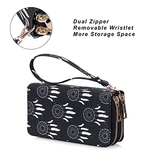 Image of Cellphone Wallet for Women Dual Zipper Long Purse with Removable Wristlet