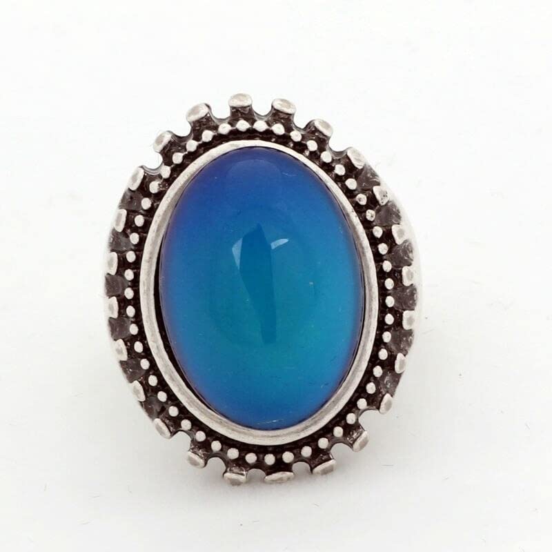 LOKILOKI 2 Uds Anillos De Estado De Ánimo Que Cambian De Color Chapados En Plata Antigua Que Cambian La Temperatura del Color Conjunto De Anillos De Sensación De Emoción para Mujeres/Hombres