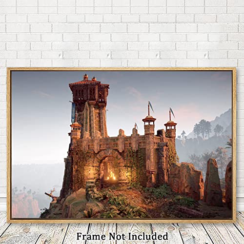 Canvas Wall Art Unframe Castle On The Hill Pictures Painting Canvas Paintings Palace On Mountain Wall Art For Living Room Bathrooms Home Modern Office Decor Canvas Art Wall Decor 12X18Inch #TOP6