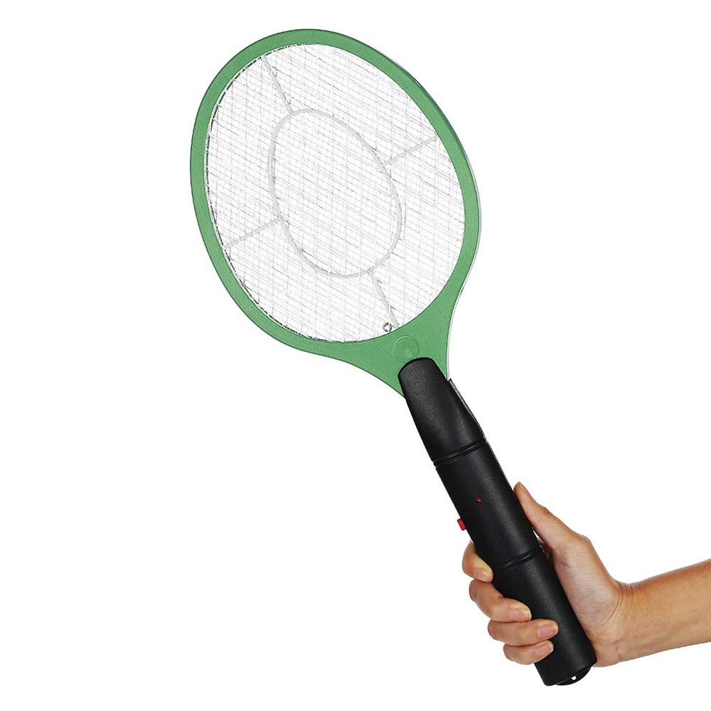 Fly Zapper Battery Operated Electronic Fly Swatter Insects Handheld Electric Bat Mosquito Insect Wasp Zapper Killer Insects Killerracket for Indoor Outdoor Camping Travel (Green)