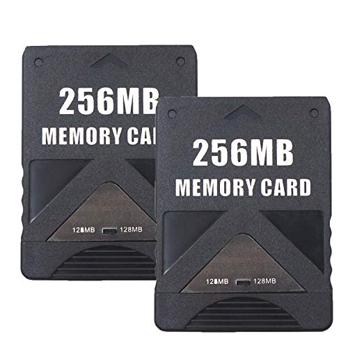 Leagy Lot de 2 cartes mémoire 128 Mo 256 Mo pour Sony Playstation 2 PS2