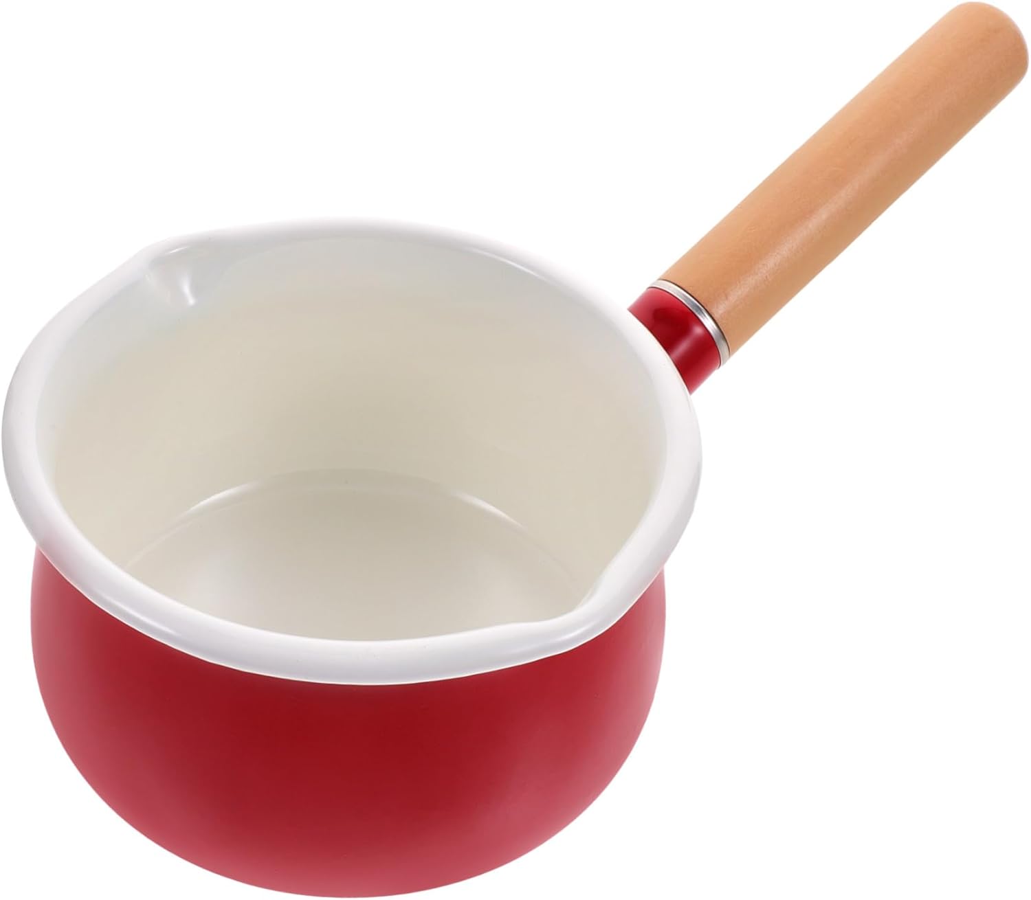 Household Milk Pot Enamel Saucepan for Heating Milk Food and Sauces Small Dual Spout Design for Cooking and Melting Butter