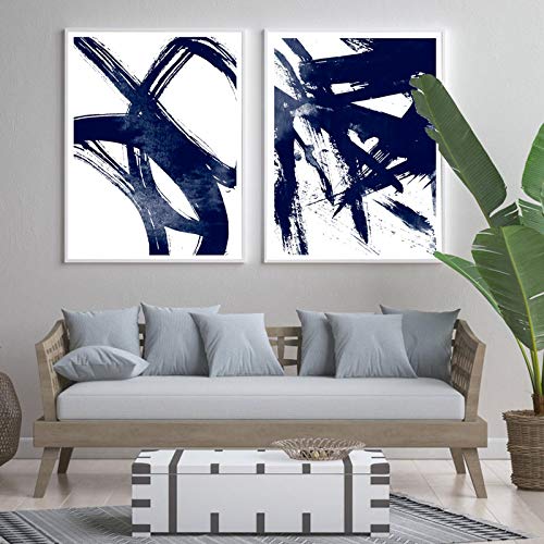 Affiche aquarelle abstraite pour salon scandinave lot de 2 50x60cm