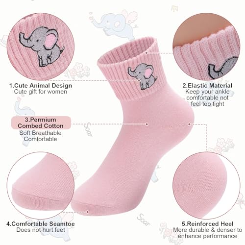 Image of Eurzom 10 Pairs Socks Womens Crew Elastic Ankle Length Cotton Socks Aesthetic Cute Lightweight Low Cut Gifts for Women