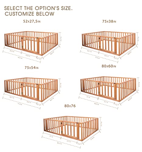 Busywood Montessori Floor Bed - Toddler Floor Bed - Play Pen - Kids Room Furniture - Wood Bed Fame - Toddler Bed With Rails - Children Play Gym - Waldorf Toys (Model 6.2) #TOP3